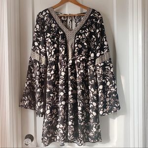 Maurices | Black Floral Bell Sleeved Dress